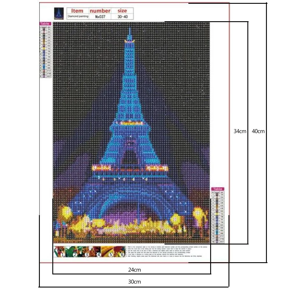 Diamond Painting - Full Round Drill - Eiffel Tower(30*40cm)