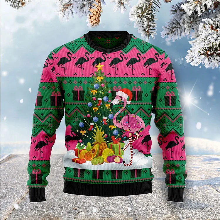 Men's Flamingo Print Ugly Sweatshirts For Christmas