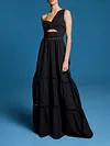 Empire Irregular Clipping Strapless Maxi Dress