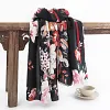 Black Floral Autumn Winter Shawl Scarf