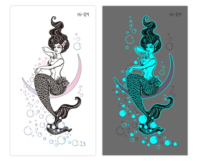 Sdrawing Luminous Glowing In Dark Tattoo Stickers Butterfly Daisy Flower Music Night Club Party Temporary Tattoos Shiny Body Art