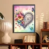 Fleurs de coeur-perce-ronde peinture diamant-30*40cm