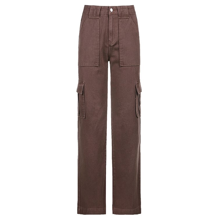 Classical Brown Straight Leg Cargo Jeans - tree - Codlins