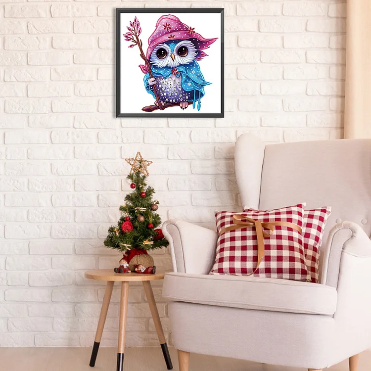 1set 33x45cm/13.8x17.7inch Round Drill Canvas Owl Home Living Room Dining  Room Wall Decor Holiday Gift For Family Friends Diamond Painting DIY Diamond