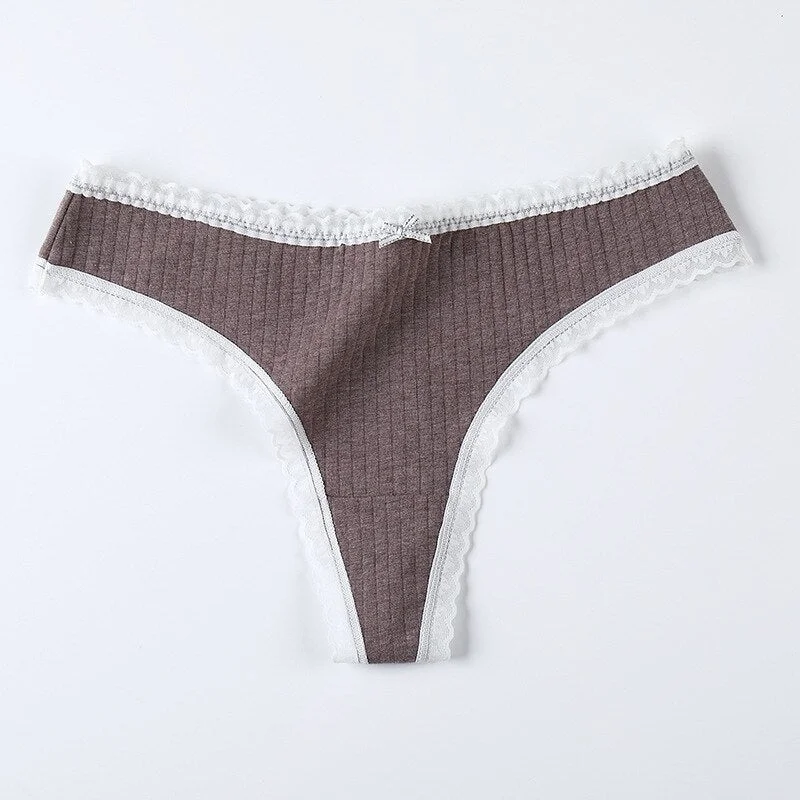 Women's panties thong underwear fashionable thong sexy cotton panties ladies thong soft underwear solid low waist panties