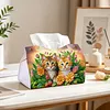 Twin Kittens Bloom DIY PULeather Diamond Painting Tissue Box for Adults Beginners Large Size Diamond Art Paper Storage Holder for Living Room Bathroom Table Decor