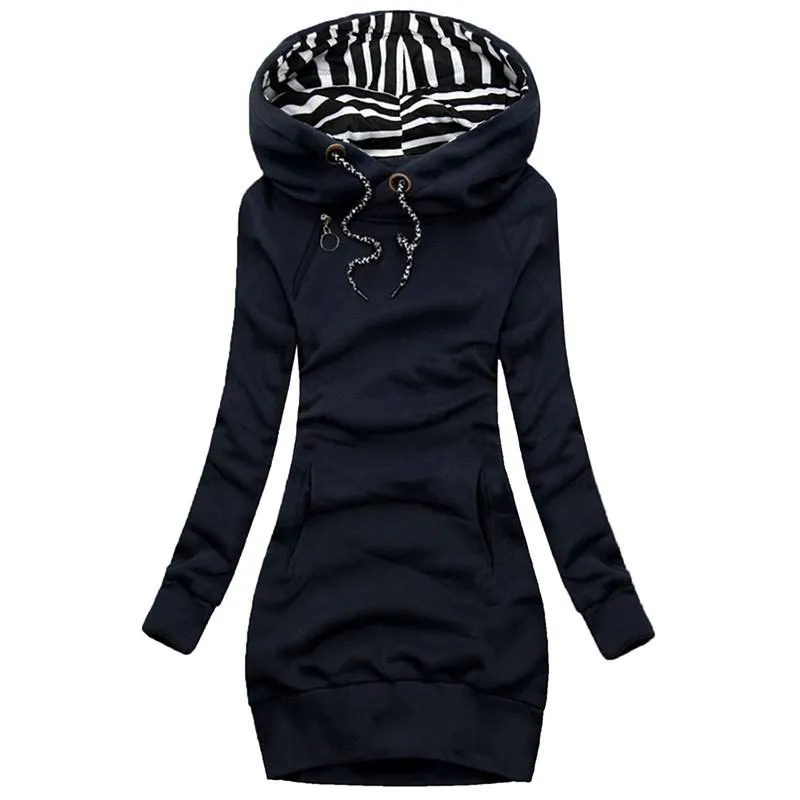 Autumn Winter Long Hoodies Women 2021 Fashion Pocket Long Sleeve Streetwear Pullover Tops Female Plus Size Casual Sweatshirt