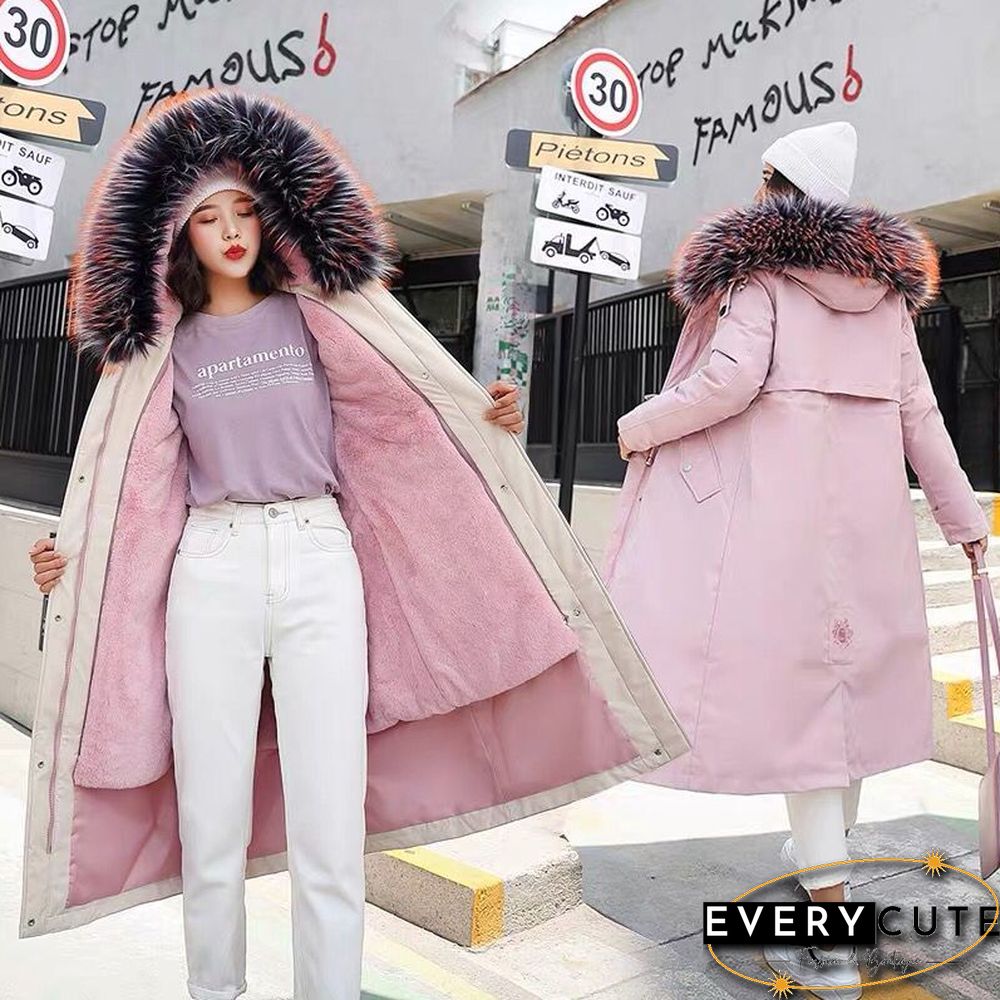 Fashion Long Detachable Lamb Hair Liner Parker Cotton Jacket Coat New Warm Women's Winter Jackets Big Faux Fur Coats Parkas