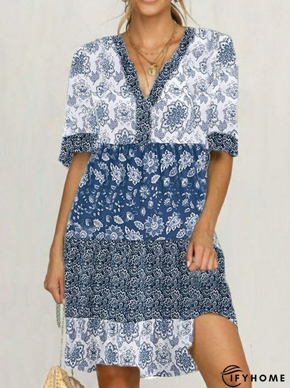 Short Sleeve Holiday Weaving Dress | IFYHOME