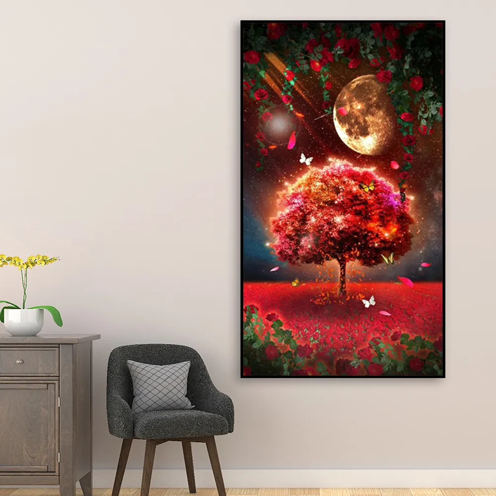 Full Round Diamond Painting 40*70cm - Moonlight Meteor Butterfly Mangrove