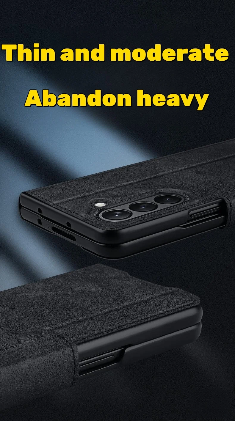 Suitable for Samsung Fold series magnetic buckle bracket folding leather case all-inclusive mobile phone case