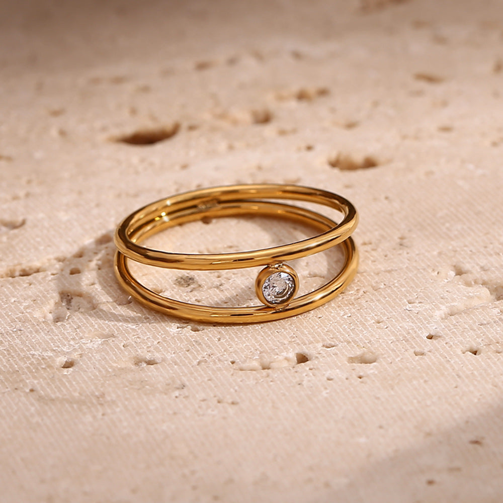 Women Fashion Circle Geometric Stainless Steel Electroplating Rings