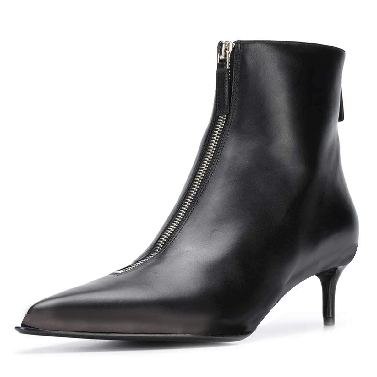 Black Vegan Leather Closed Toe Stiletto Heel Ankle Boots Nicepairs