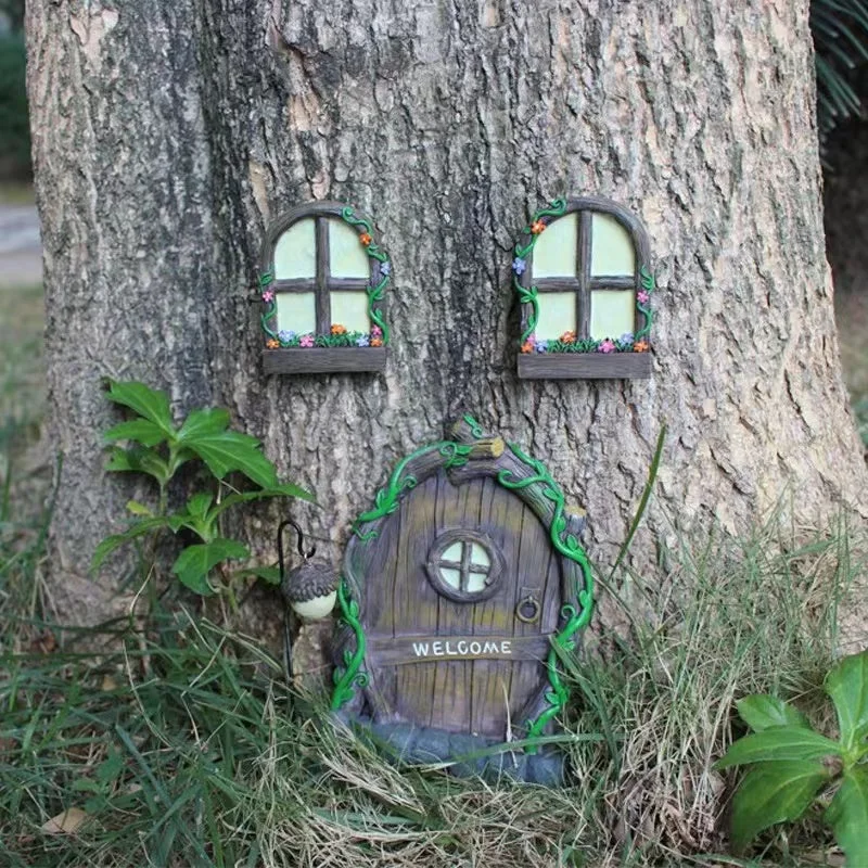 Fairy Garden Ornaments Outdoor Accessories Door Window Glow In The Dark House