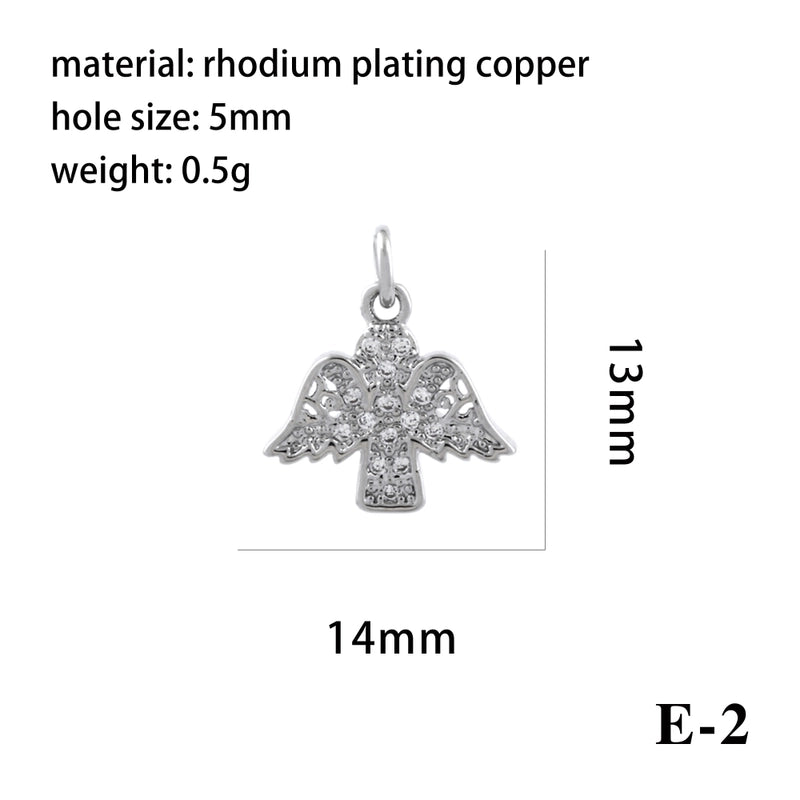 Ig Style Minimalist Angel Dolphin Crown Copper Plating Inlay Zircon 18k Gold Plated Charms