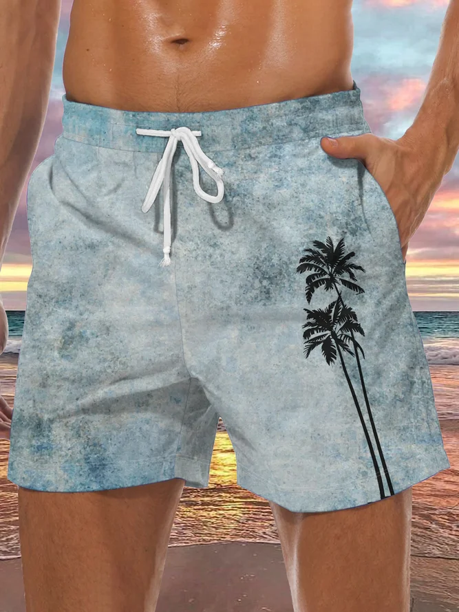 Men's Coconut Tree Element Graphic Print Casual Vacation Beach Shorts