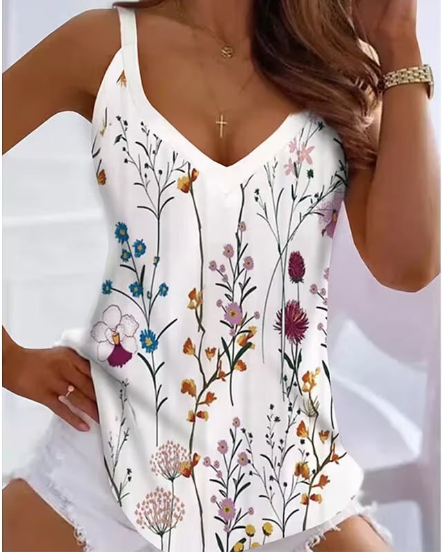Relaxed Crew Neck Floral Print Camisole