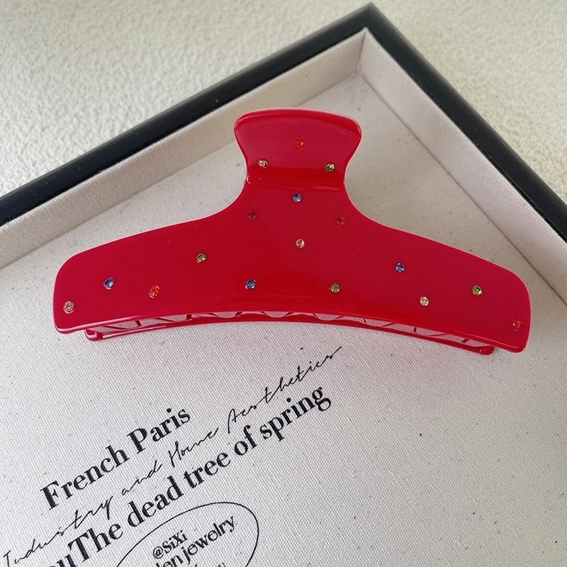 Minimalist Classic Style Solid Color Acetic Acid Sheets Inlay Rhinestones Hair Claws 1 Piece