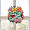 (US Only)Acrylic 2D Flat DIY Flower Snake Hanging Diamond Art Kits Wall Door Decoration