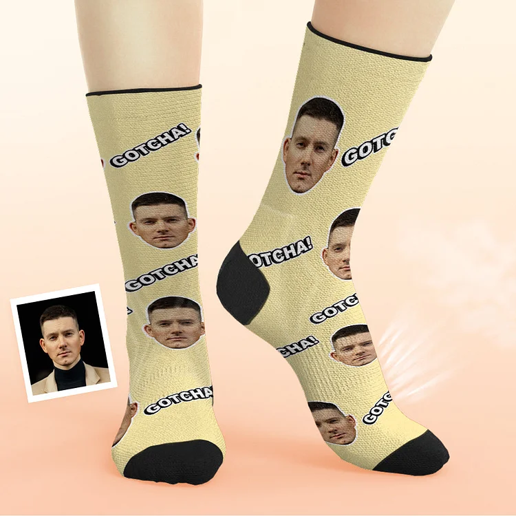 Custom Breathable Face Socks Personalized Gotcha Custom Text Socks