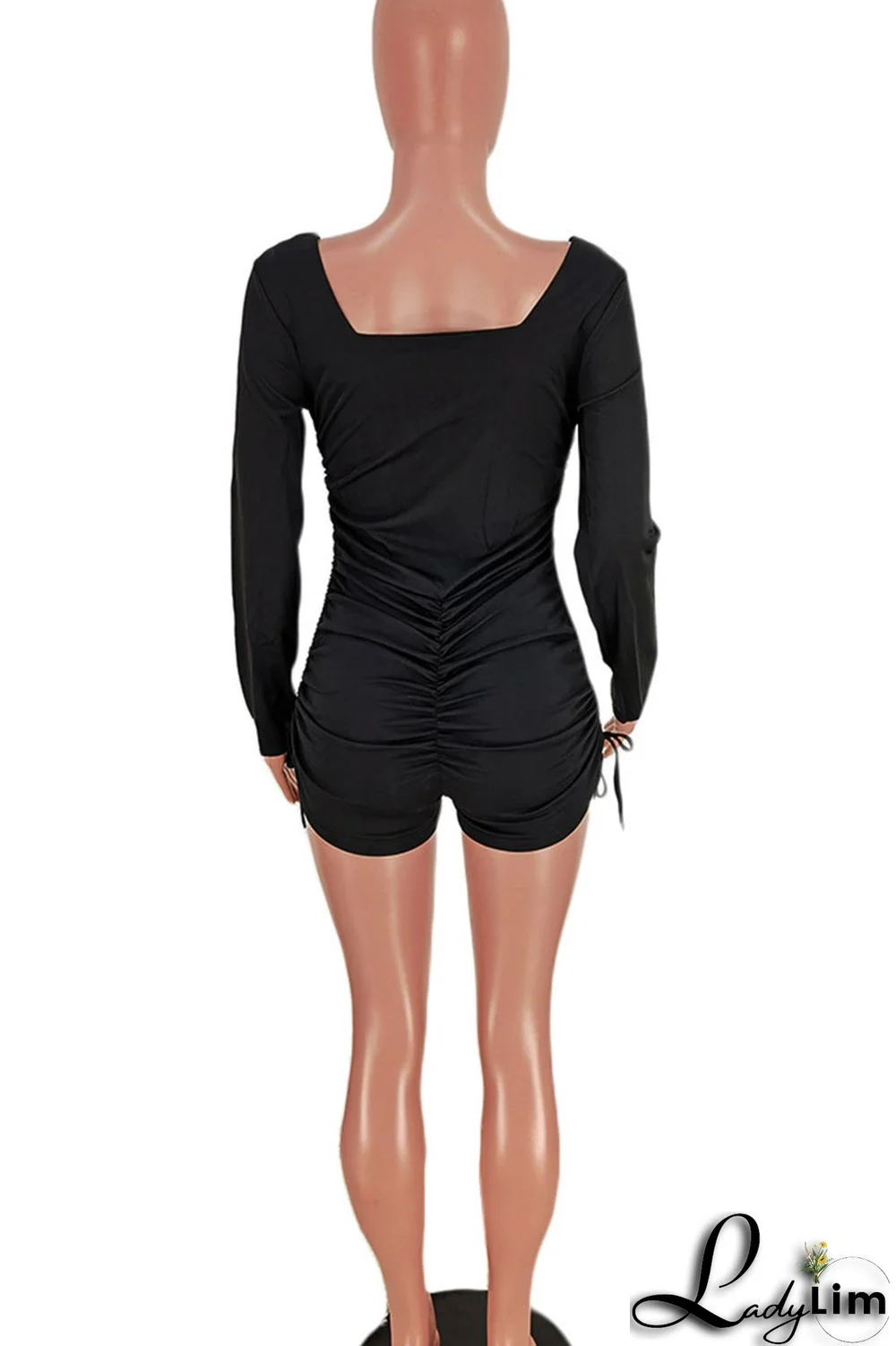 Light Blue Casual Sportswear Solid Split Joint Draw String Fold U Neck Regular Jumpsuits