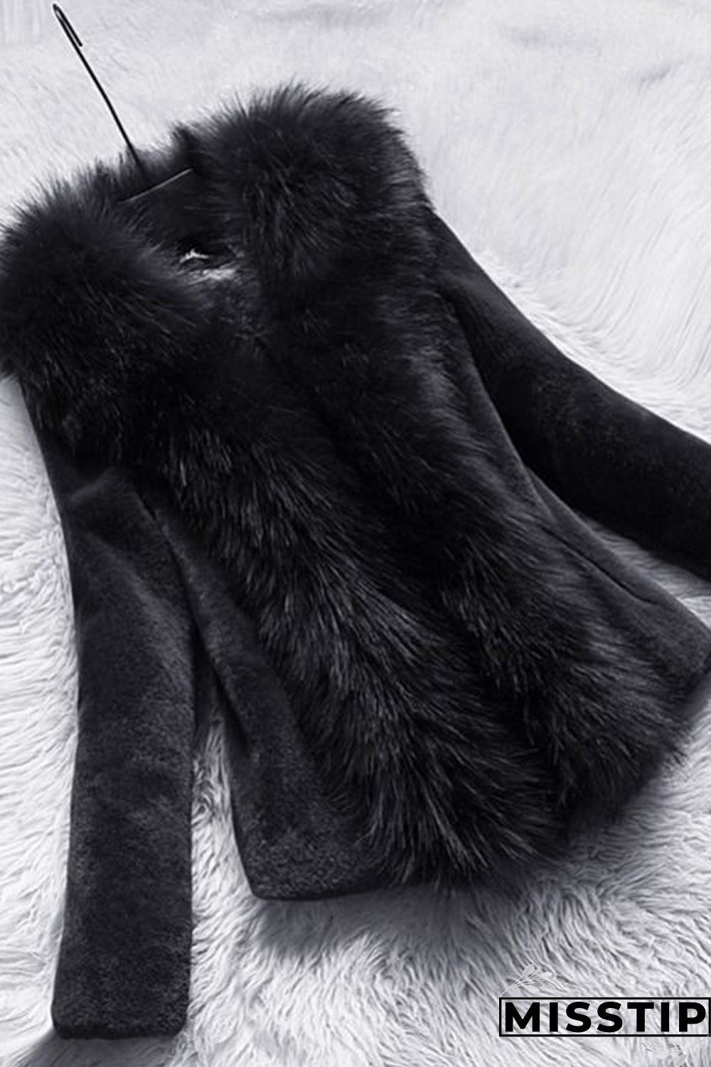 Burgundy Fashion Slim Faux Fur Collar Solid Coat