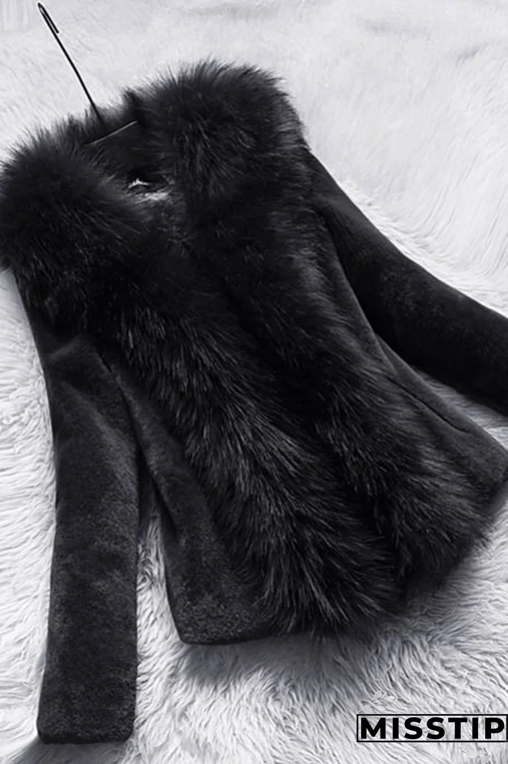 Burgundy Fashion Slim Faux Fur Collar Solid Coat