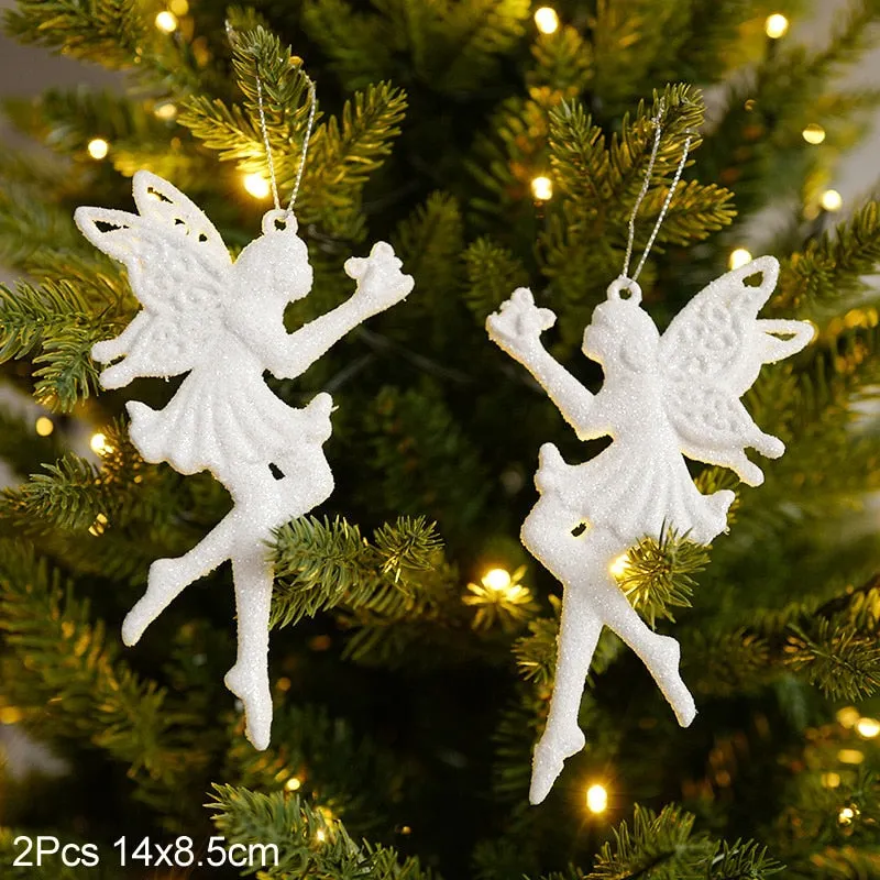 Xmas Tree Pendants Snowflake Angel Deer Hanging Ornaments Christmas Decorations For Home Kids Toy 2022 Navidad New Year Party