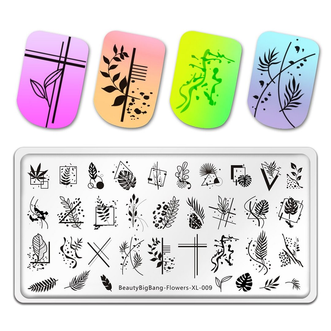 Agreedl Beautybigbang Stainless Steel Nail Stamping Plate Flower Leaves Natural Plants Style Nail Art Template Stencil Tool for Girl