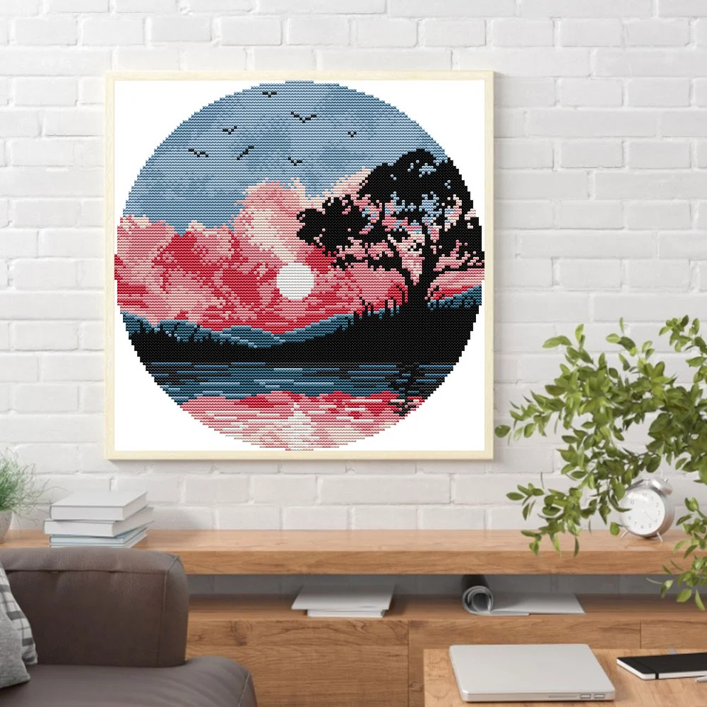 14CT Partial Printed Cross Stitch - Sunset(31*31cm)