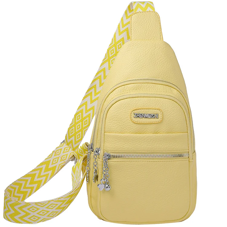 Women Chest Bag Casual Fashion PU Shoulder Bags Chest Waist Pocket (Yellow)