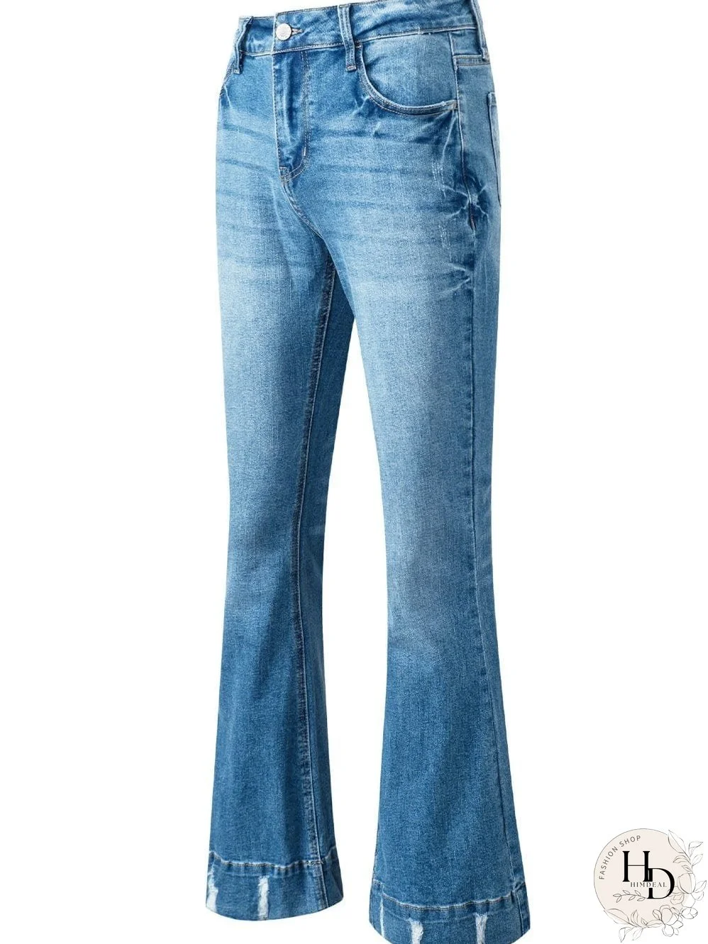 Vintage Embroidered Patchwork Bootcut Button Side Split Denim Jeans