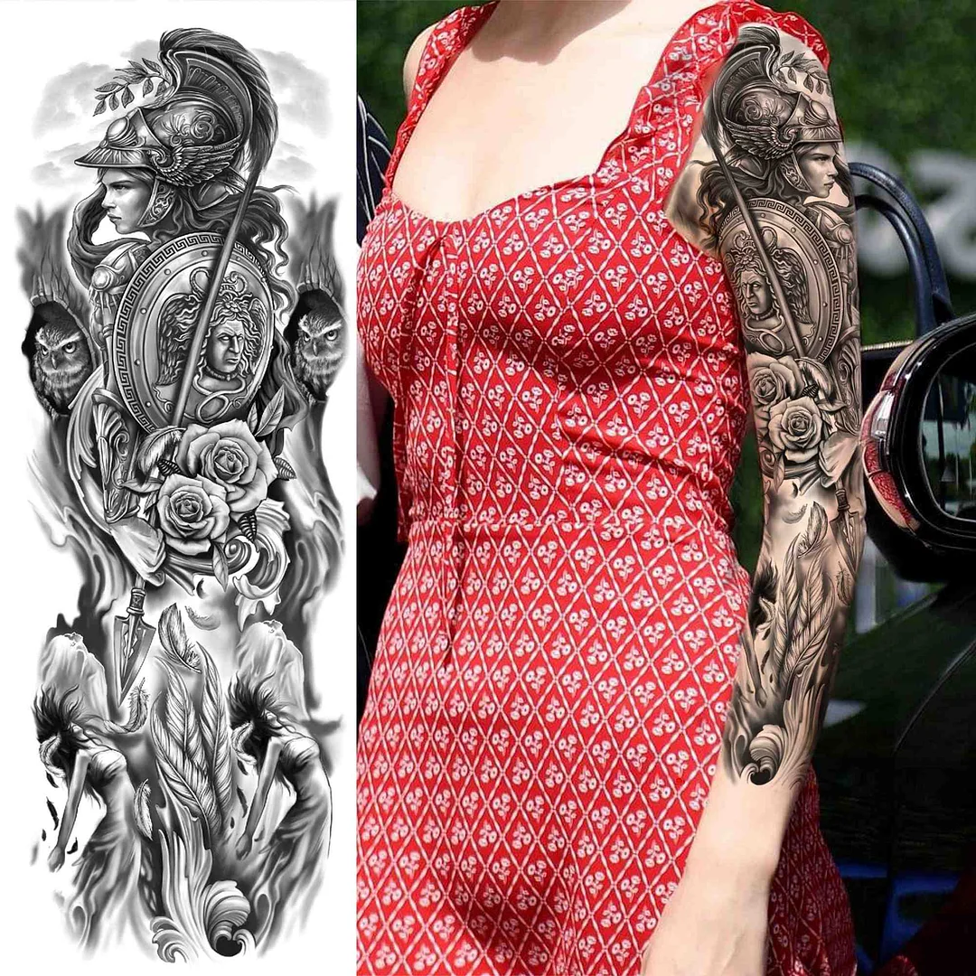 Sexy Wolf Full Flower Arm Temporary Tattoo Stickers For Men Body Art Sleeve Tattoo Decals Girl Women Waterproof Tatoo Fox Legs