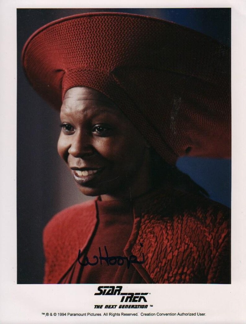 Whoopi Goldberg GUINAN Star Trek Next Generation Hind-Signed, Autographed Color 8x10 Photo Poster painting wCOA