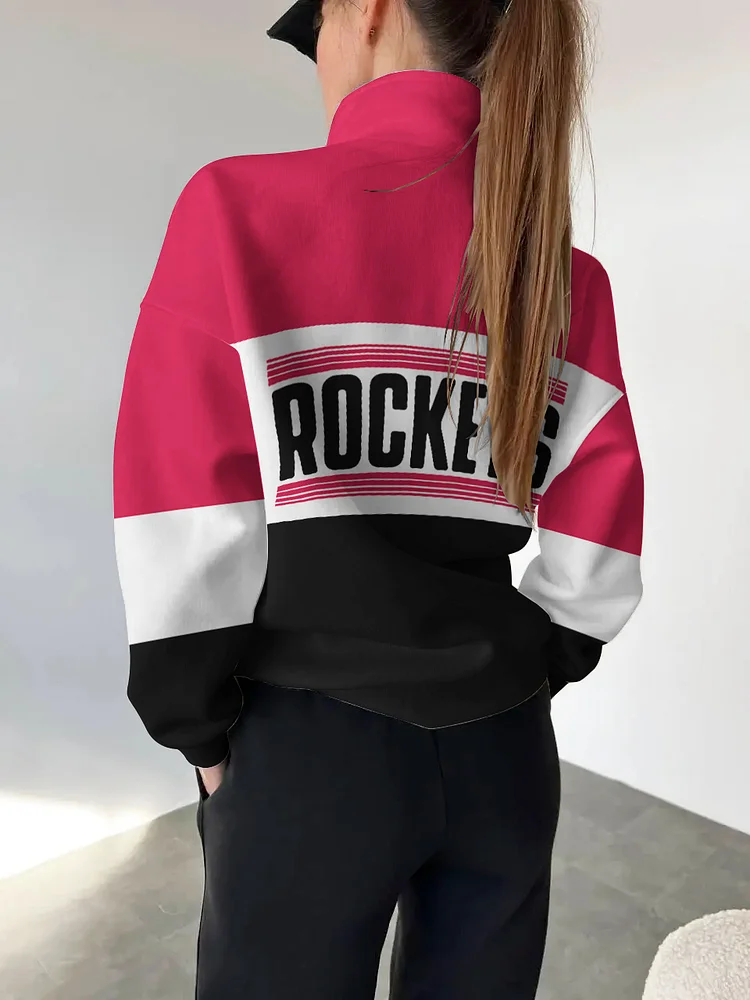 Houston Rockets 2025 New Design Casual Snap Mockneck Pullover