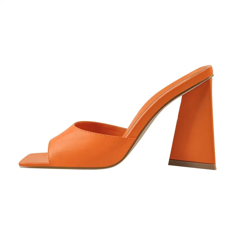Onlymaker Women Square Toe PVC Slip on Clear High Heels Transparent Summer Concise Casual Party Dress Sandal