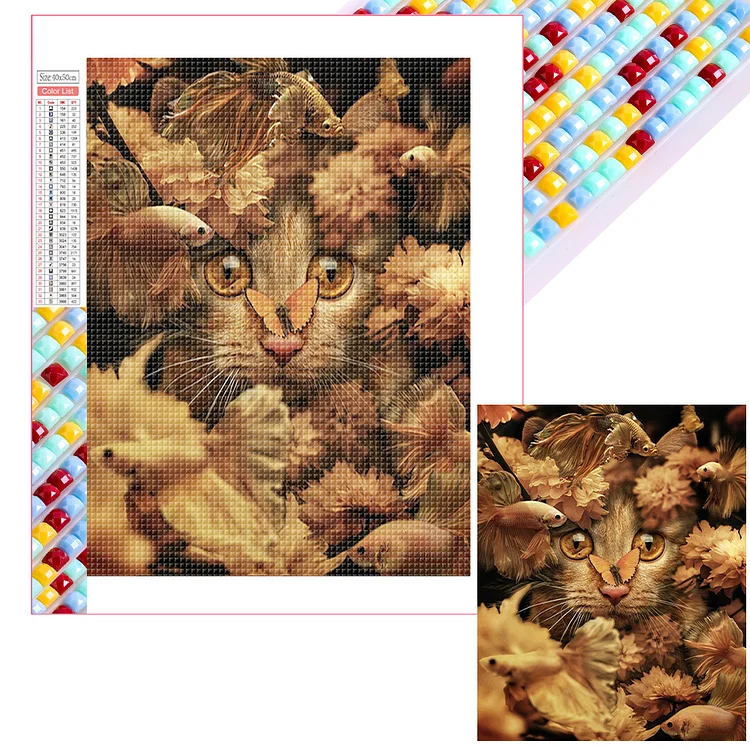 Goldfish Cat 40*50CM(Canvas) Full Square Drill Diamond Painting gbfke