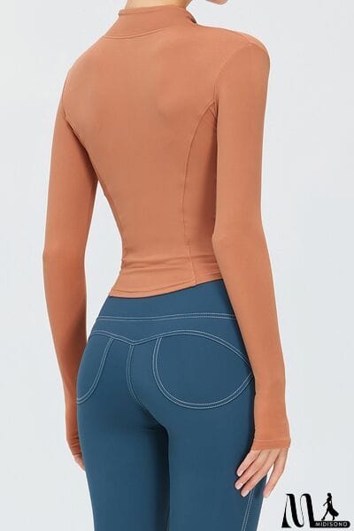 MidiSono - Zip Up Mock Neck Active Outerwear