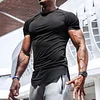 Men's Casual Solid Color Breathable Bottoming Shirt Sports Fitness Slim Thin Section Quick-drying Short-sleeved T-shirt by Inlyline
