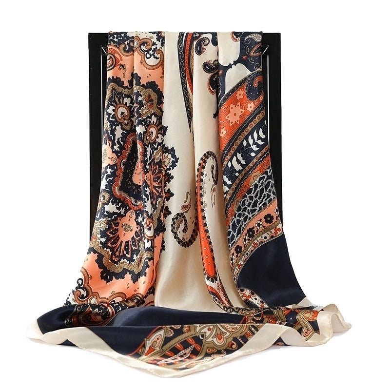 Women’s Minimalist Flower Satin Printing Scarves & Gloves