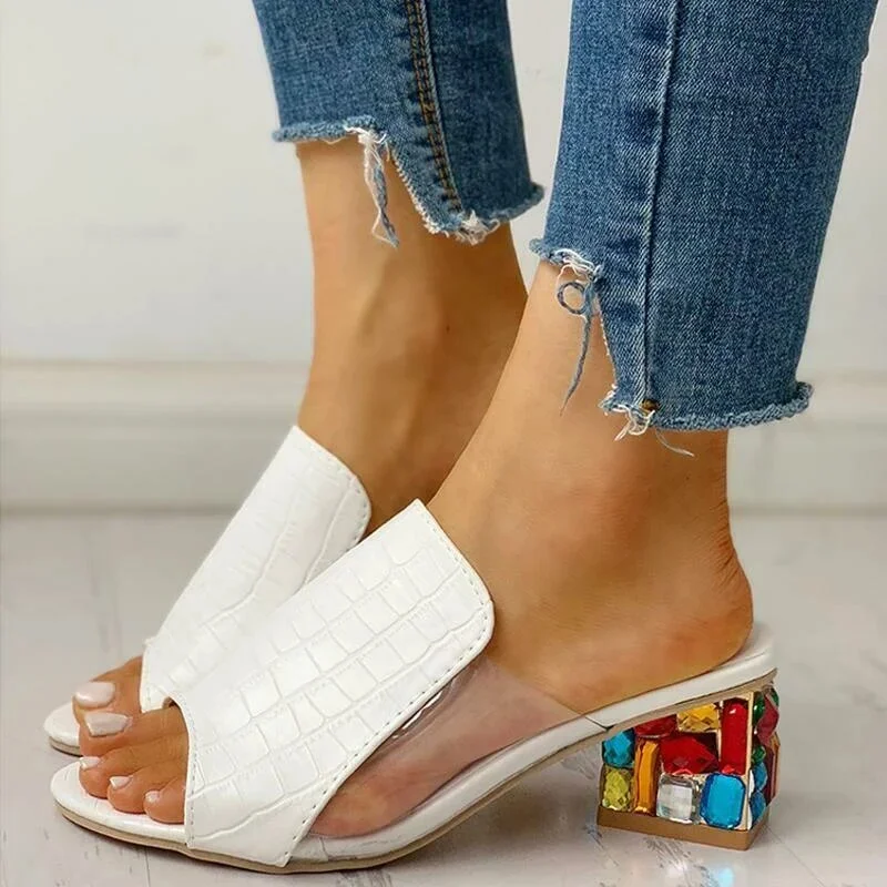 Colourp Sandals Women Square Heels Summer Sandals Peep Toe Ladies Multi Colors Wedge Shoes Sandalias De Verano Para Mujer