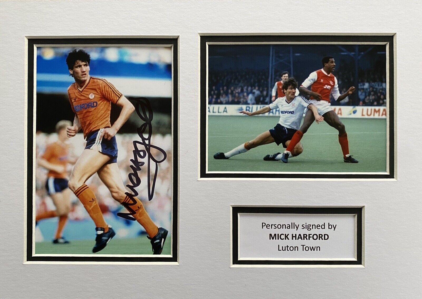 Mick Harford Genuine Signed Photo Poster painting In A4 Luton Town Mount Display