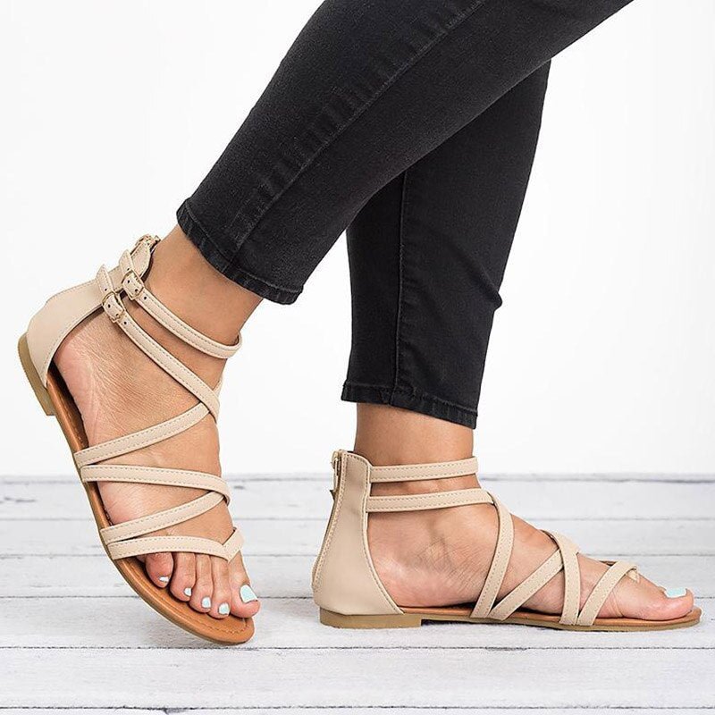 Women Sandals Rome Style Summer Shoes Woman Gladiator Sandals With Zip Flip Flop Female Flat Sandals Lady Beach Sandalias Mujer