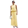 Women's Elegant Casual Sleeveless Ruffle Hem Top High-Waisted Pants Suits