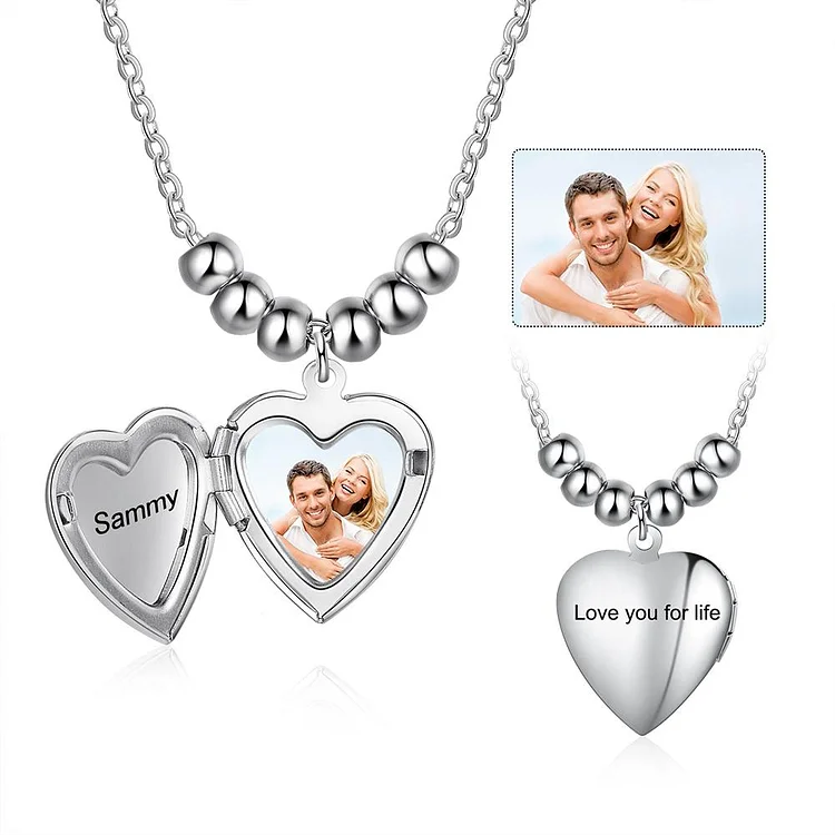 Heart Photo Locket Necklace Personalized Gift For Her