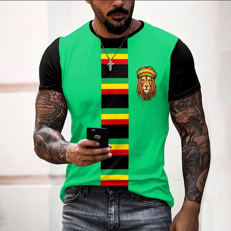 BrosWear Juneteenth Stripes Bob Rasta Short Sleeve T Shirt