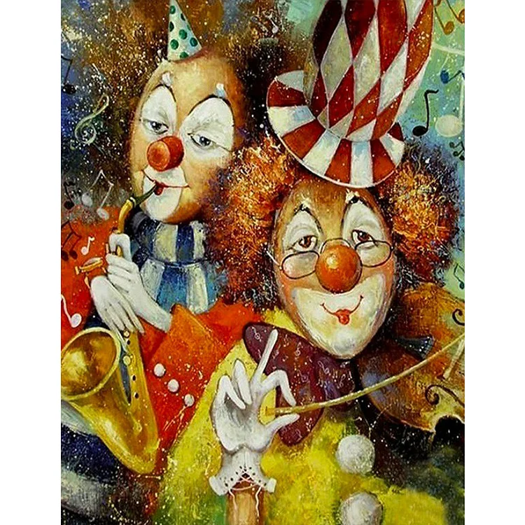 Two Clowns 50*60CM(Canvas) Full Round Drill Diamond Painting gbfke