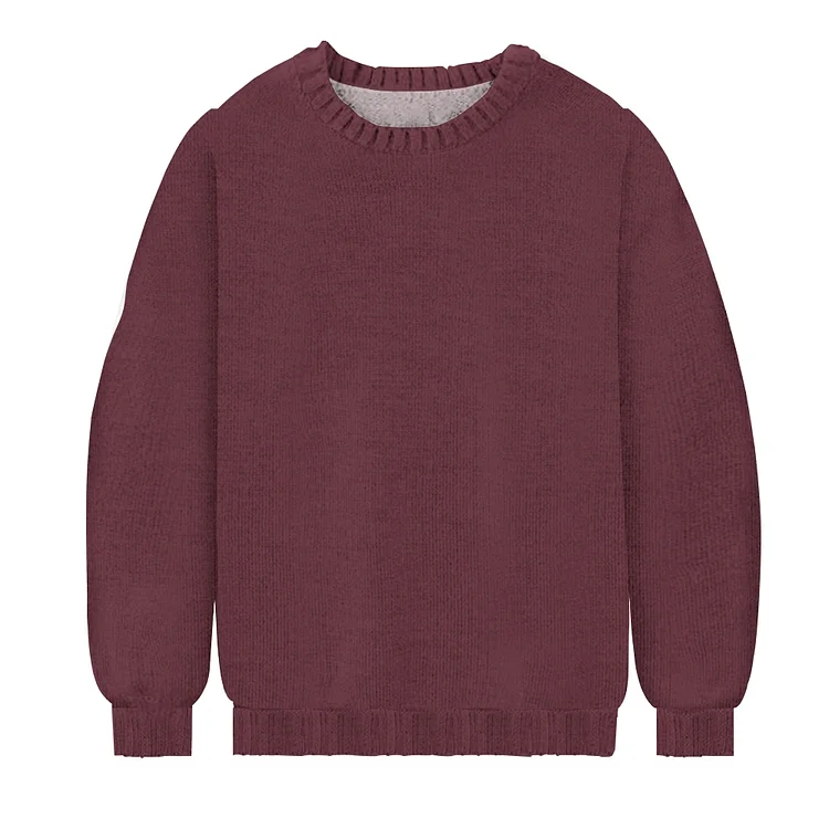 Lilac Colour  Men's Casual Printed Long Sleeved Round Neck Sweater