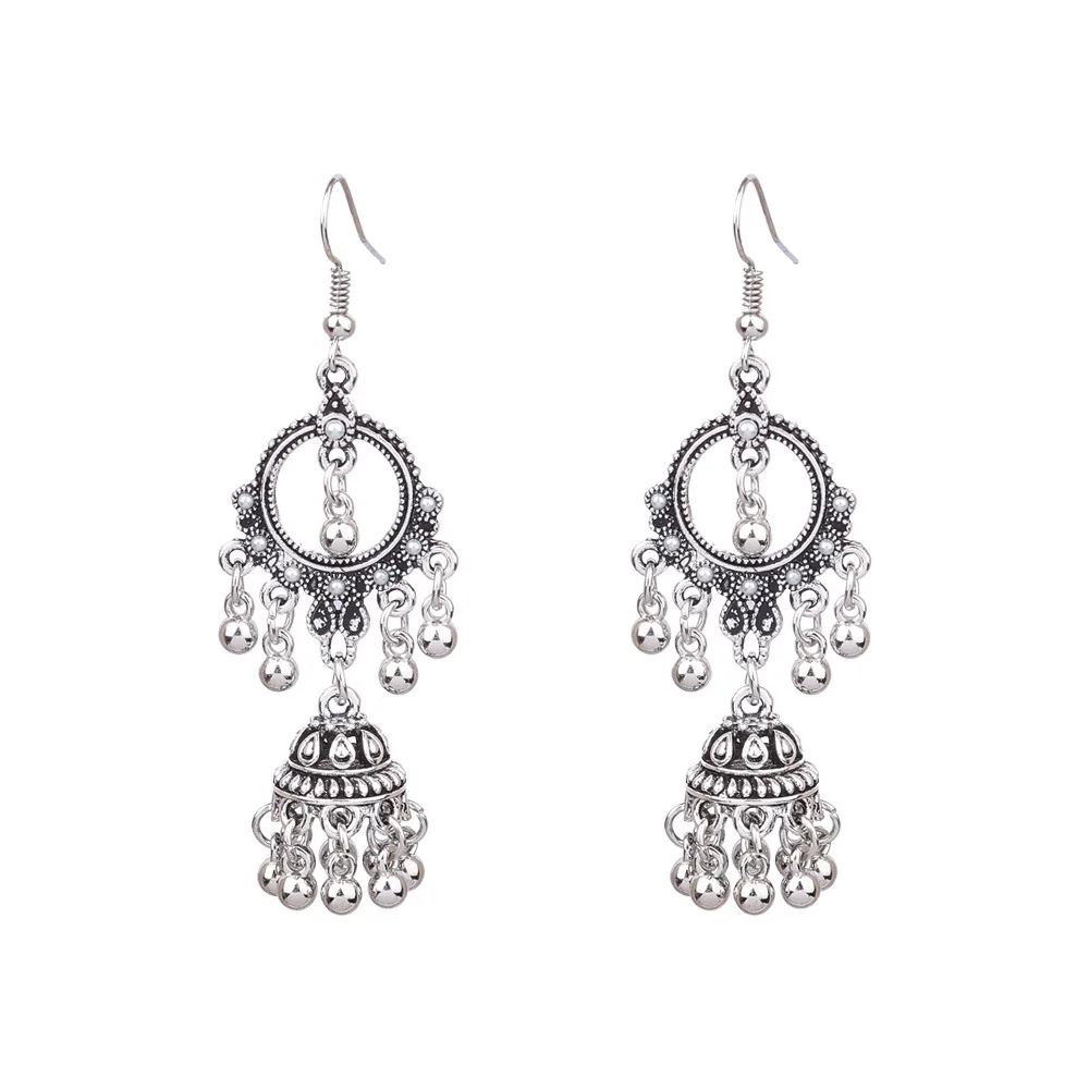 Women's Bohemian Hollow Tassel Rice Bead Earrings