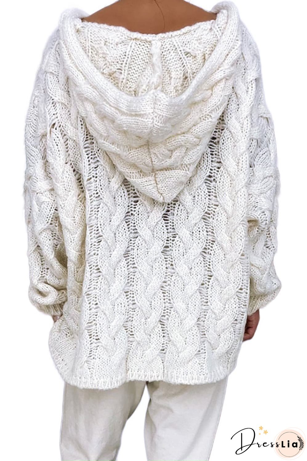 Cable-Knit Hooded Sweater